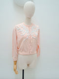 1950s Beaded floral & ribbon motif lambswool cardigan - Large