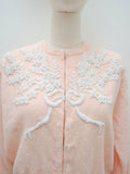 1950s Beaded floral & ribbon motif lambswool cardigan - Large