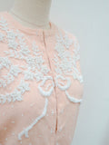 1950s Beaded floral & ribbon motif lambswool cardigan - Large