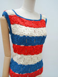 1960s Crocheted stripe dress - Extra small