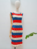 1960s Crocheted stripe dress - Extra small