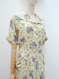 1940s Floral crepe day dress - Medium Large
