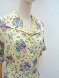 1940s Floral crepe day dress - Medium Large