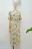 1940s Floral crepe day dress - Medium Large