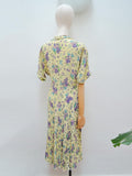 1940s Floral crepe day dress - Medium Large