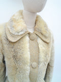 1970s Faux fur & wool jacket - Medium