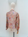 1970s Psychedelic long collar blouse - Small