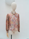 1970s Psychedelic long collar blouse - Small