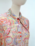 1970s Psychedelic long collar blouse - Small