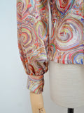 1970s Psychedelic long collar blouse - Small