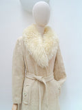 1970s Wool & faux sheepskin coat - Small