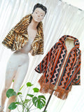 1950s Ocelot print sheepskin bolero - Small Medium