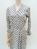 1940s Snowflake print silk dress - Extra small