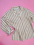 1950s Stripe cotton sateen blouse - Small