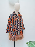1970s Zigzag fringed cape