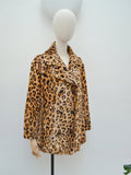 1970s Velveteen leopard print coat - Large