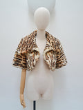 1950s Ocelot print sheepskin bolero - Small Medium
