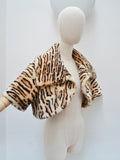 1950s Ocelot print sheepskin bolero - Small Medium
