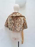 1950s Ocelot print sheepskin bolero - Small Medium