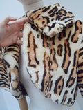 1950s Ocelot print sheepskin bolero - Small Medium