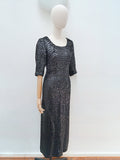 1960s Sequinned full length evening dress - M