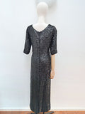 1960s Sequinned full length evening dress - M
