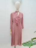 1930s Silk ruffle neck dress - Extra small