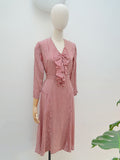 1930s Silk ruffle neck dress - Extra small