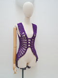 1970s Cobweb crochet waistcoat - XS S