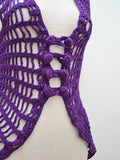 1970s Cobweb crochet waistcoat - XS S