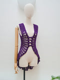 1970s Cobweb crochet waistcoat - XS S