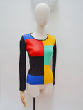 1970s Skinnyrib colourblock sweater top