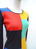 1970s Skinnyrib colourblock sweater top