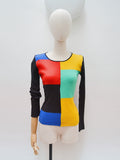 1970s Skinnyrib colourblock sweater top