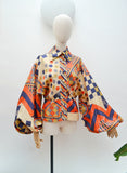 1970s Jean Varon harlequin blouse - Small Medium