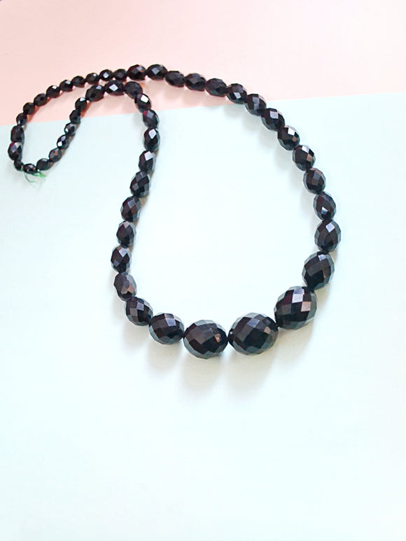 1930s Faceted Galalith bead necklace