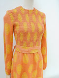 1970s Shirred wool jersey dress - Extra small