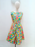 1950s Vibrant print sun dress - Extra small