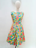 1950s Vibrant print sun dress - Extra small