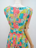 1950s Vibrant print sun dress - Extra small