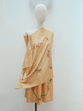 1930s Handpainted silk skirt & scarf set - Small