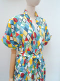 1950s Printed towelling dressing robe - Medium Large