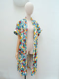 1950s Printed towelling dressing robe - Medium Large