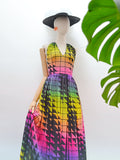 1970s Rainbow maxi dress - Extra small