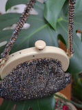 1930s Beaded silk celluloid frame handbag