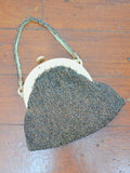 1930s Beaded silk celluloid frame handbag