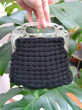 1930s Peacock celluloid frame crochet handbag