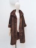 1960s Faux fur Astraka wide collar coat - Medium Large