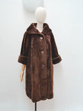 1960s Faux fur Astraka wide collar coat - Medium Large