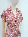 1940s Printed rayon day dress - Small